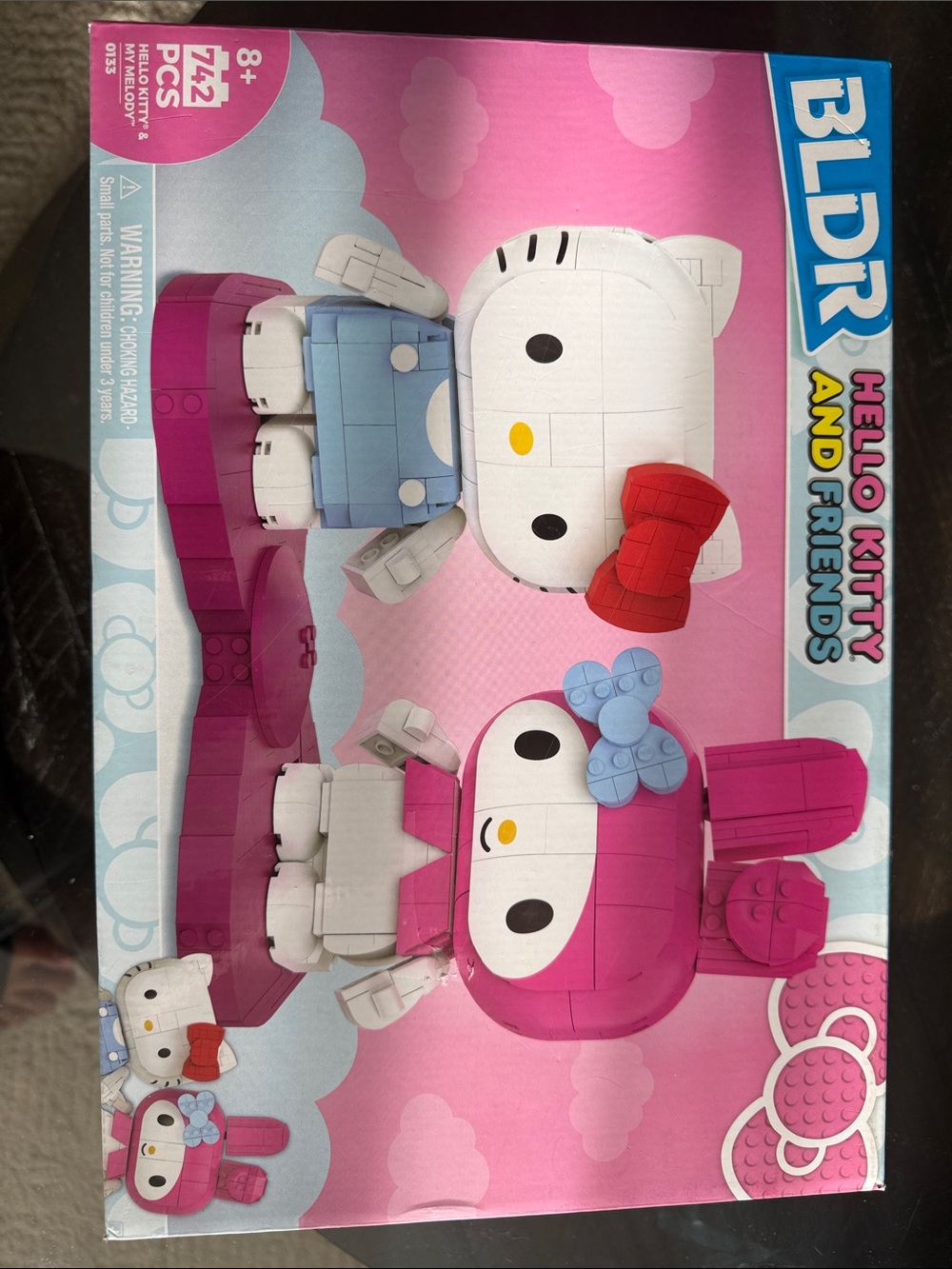 Hello Kitty Pink & White Building Block Figure Set with Red Bow